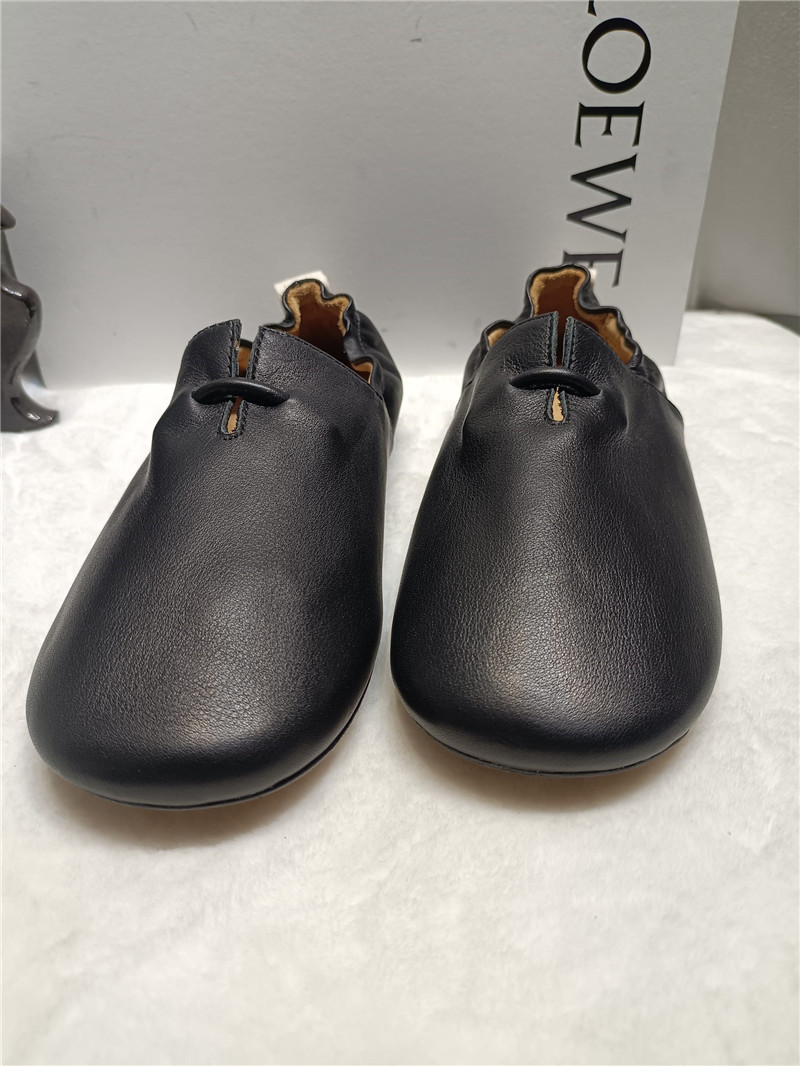 L0ew* black leather ballet flats