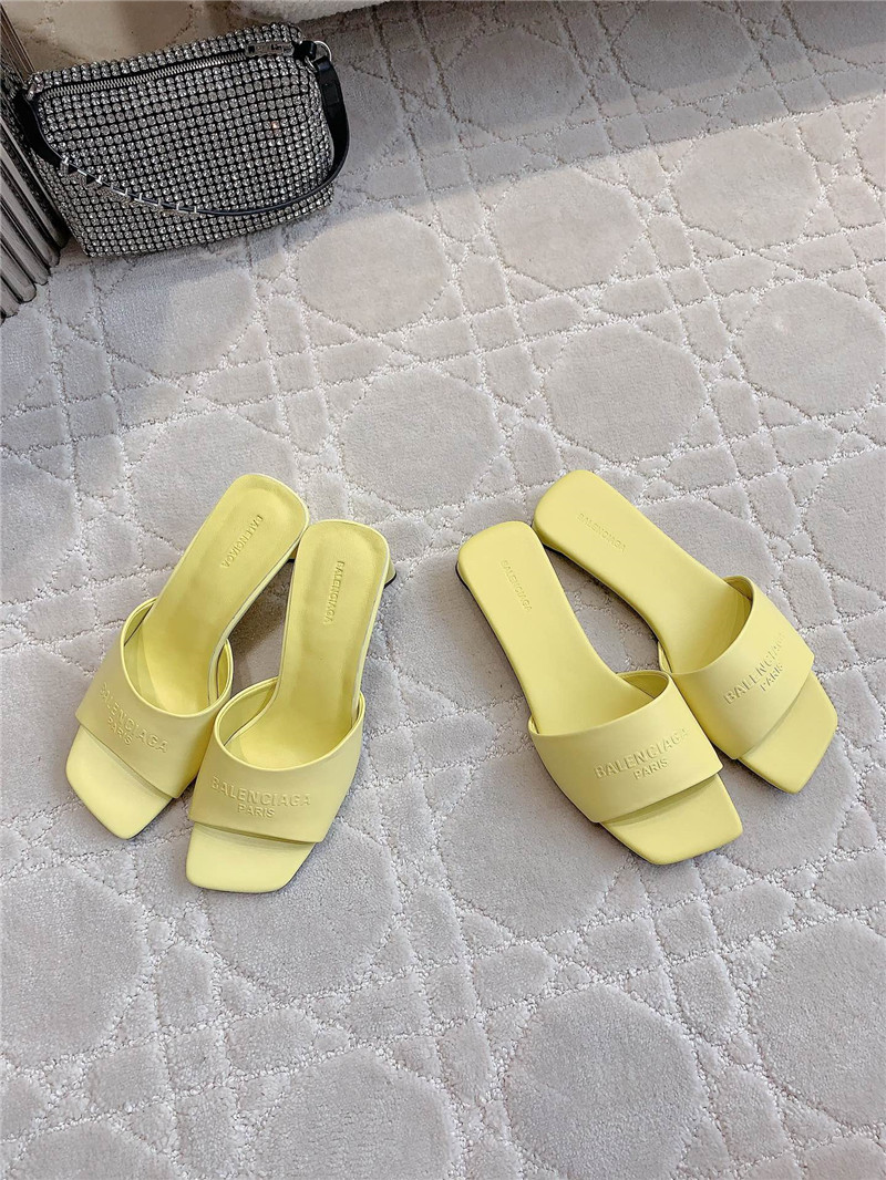 Ba1en*iaga duty free leather logo slide sandals in yellow