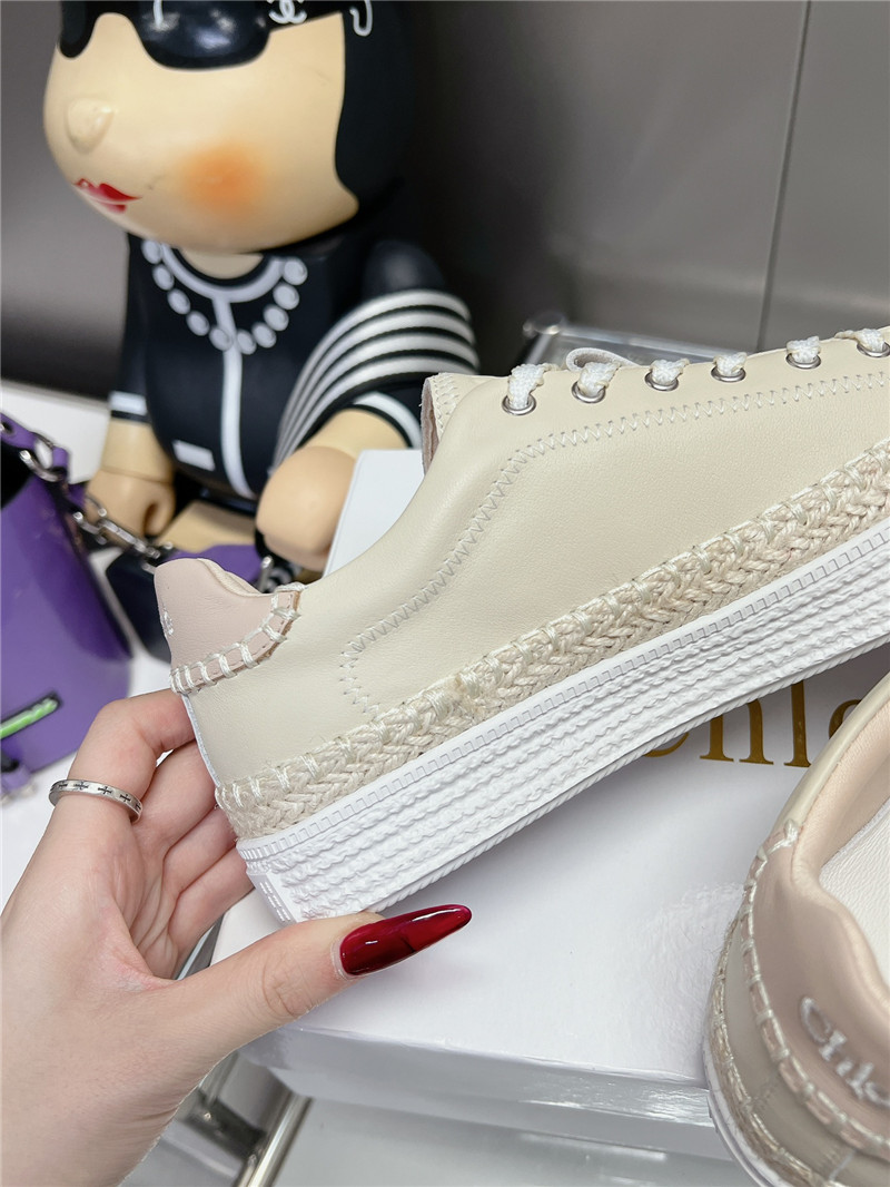 Chloé Beige Low-Top Platform Sneakers