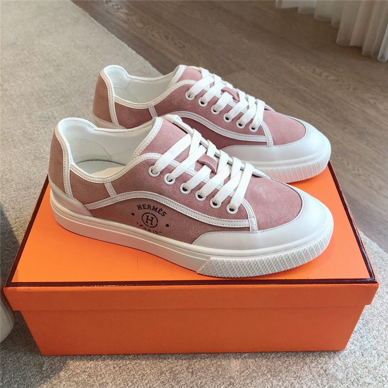 H**me5 canvas print lace-up sneakers in pink