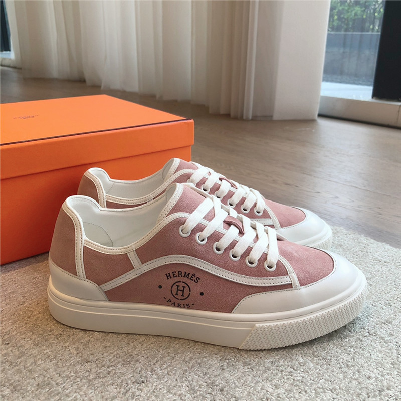 H**me5 canvas print lace-up sneakers in pink