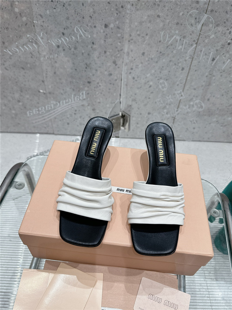 Miu Miu Leather Kitten-Heel Mule Sandals
