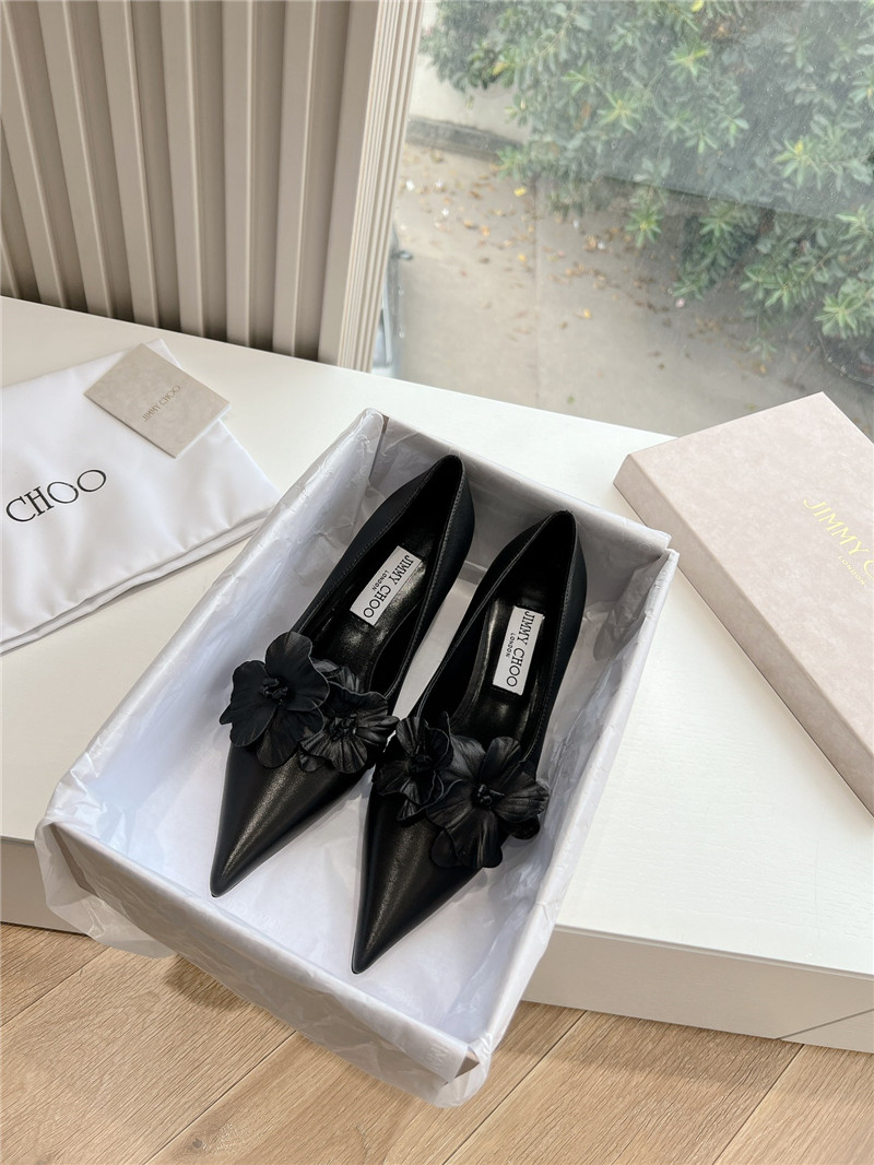 J1m*y Ch00 rosalia black leather pumps