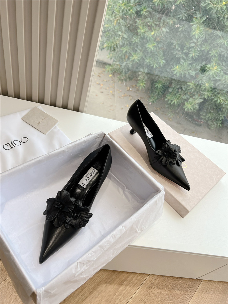 J1m*y Ch00 rosalia black leather pumps