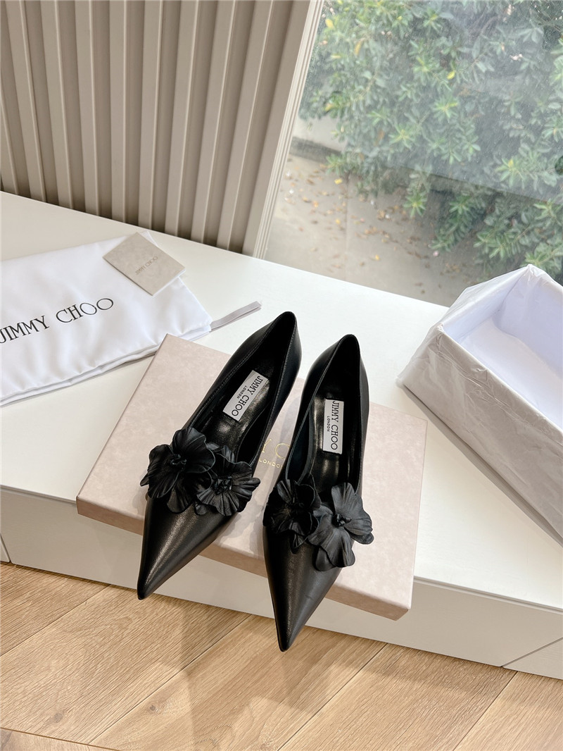 J1m*y Ch00 rosalia black leather pumps
