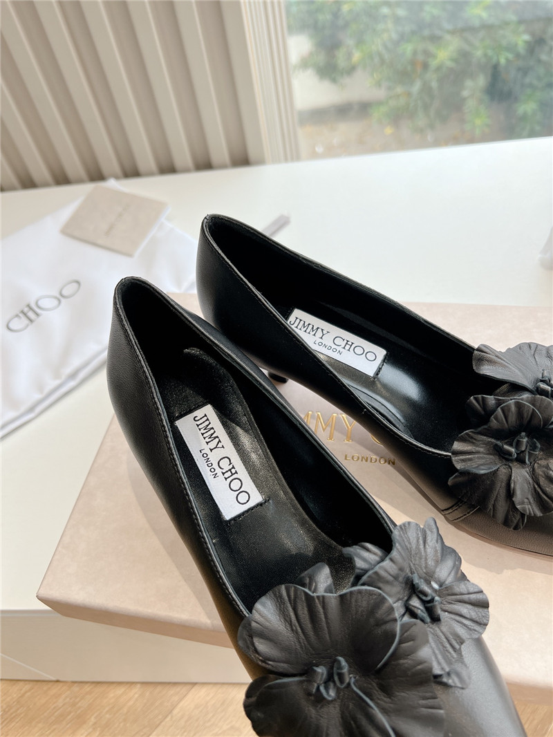 J1m*y Ch00 rosalia black leather pumps