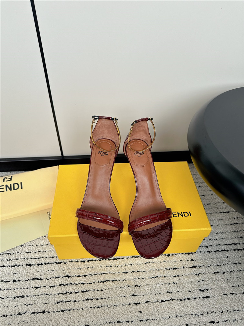 F**di keefa burgundy leather slingback sandals