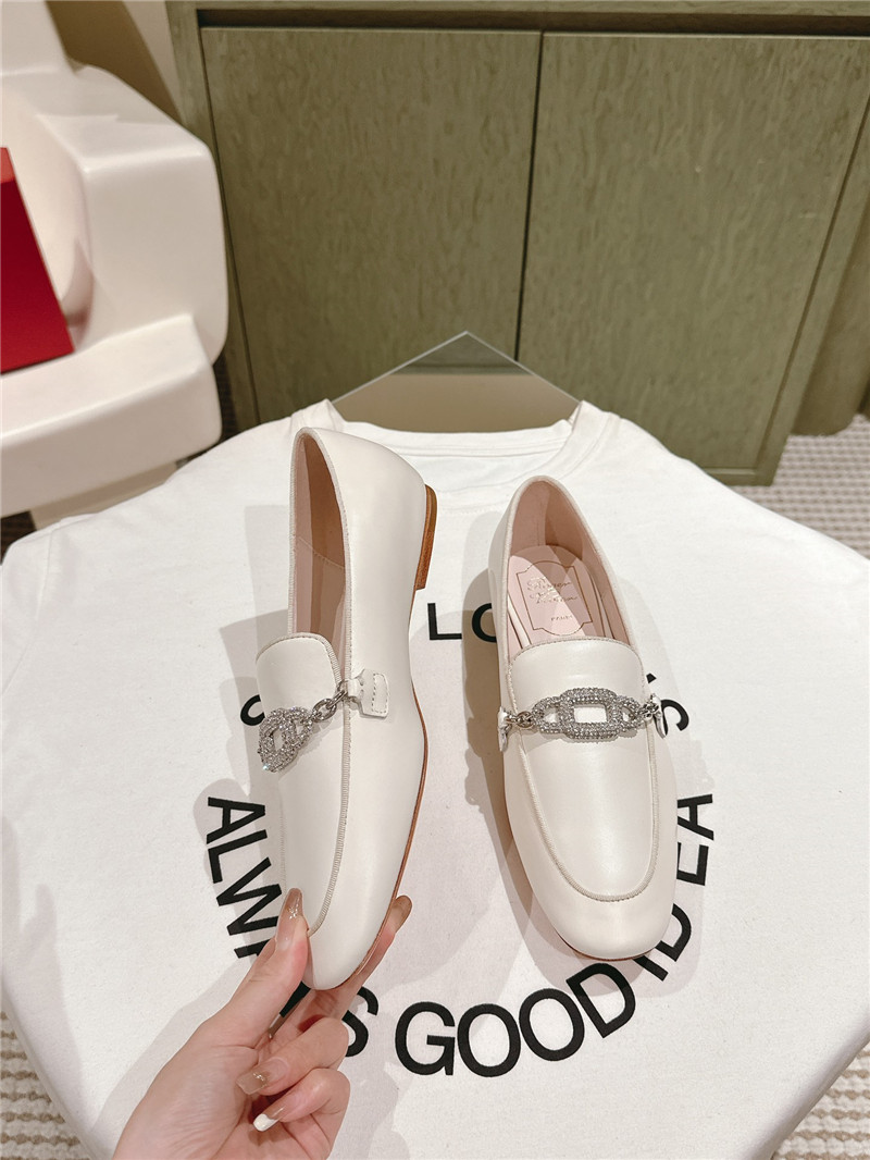 roger u1u1er embellished white leather loafers