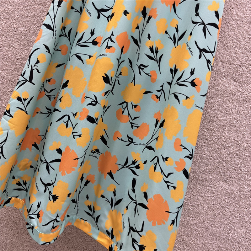 l0vis Vvtt0n lv floral print blue sleeveless dress replica clothes