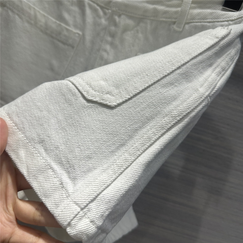 D10r straight white denim shorts replicas clothes