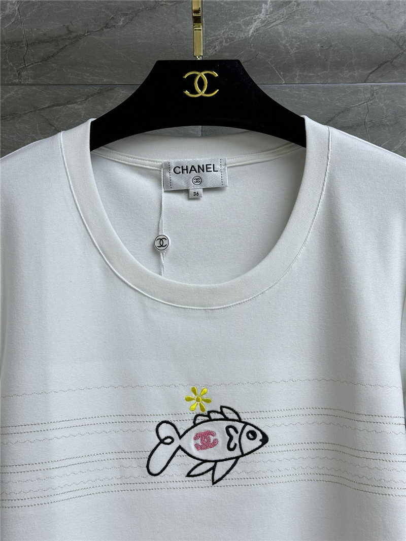 Ch**el fish embroidered t-shirt replica d&g clothing