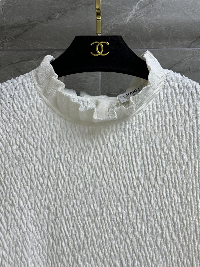 Ch**el ruffled knit top replica clothing