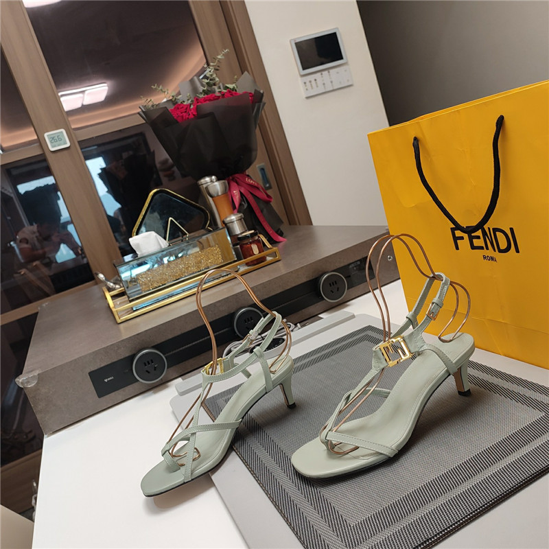 F**di ffold 55mm leather sandals green