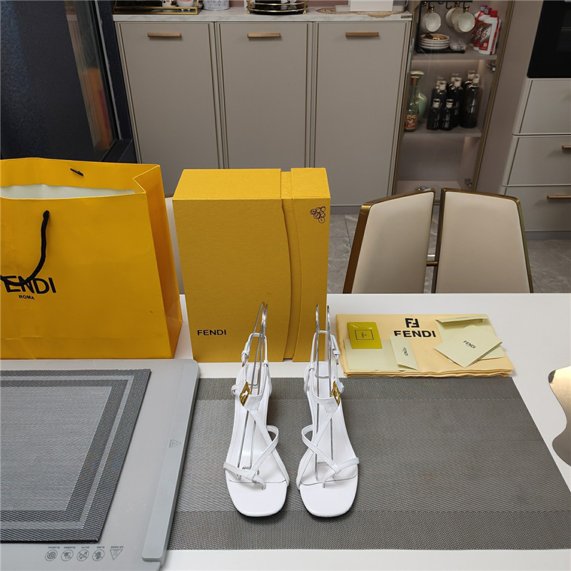 F**di ffold 55mm leather sandals white