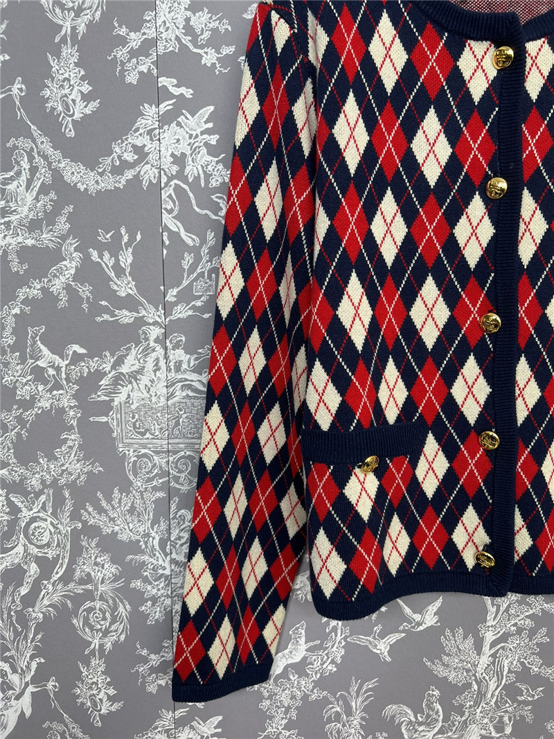 Pra*a jacquard argyle knit sweater