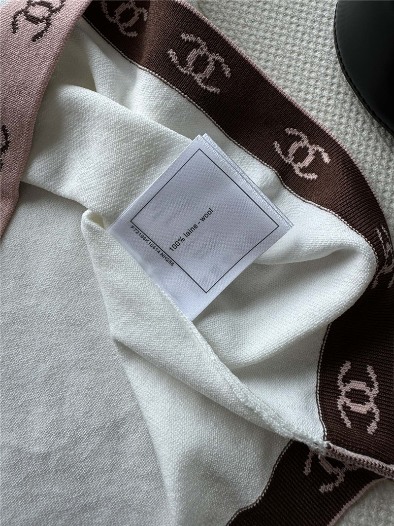 Ch**el contrast color lapel knitted short sleeves replica clothes