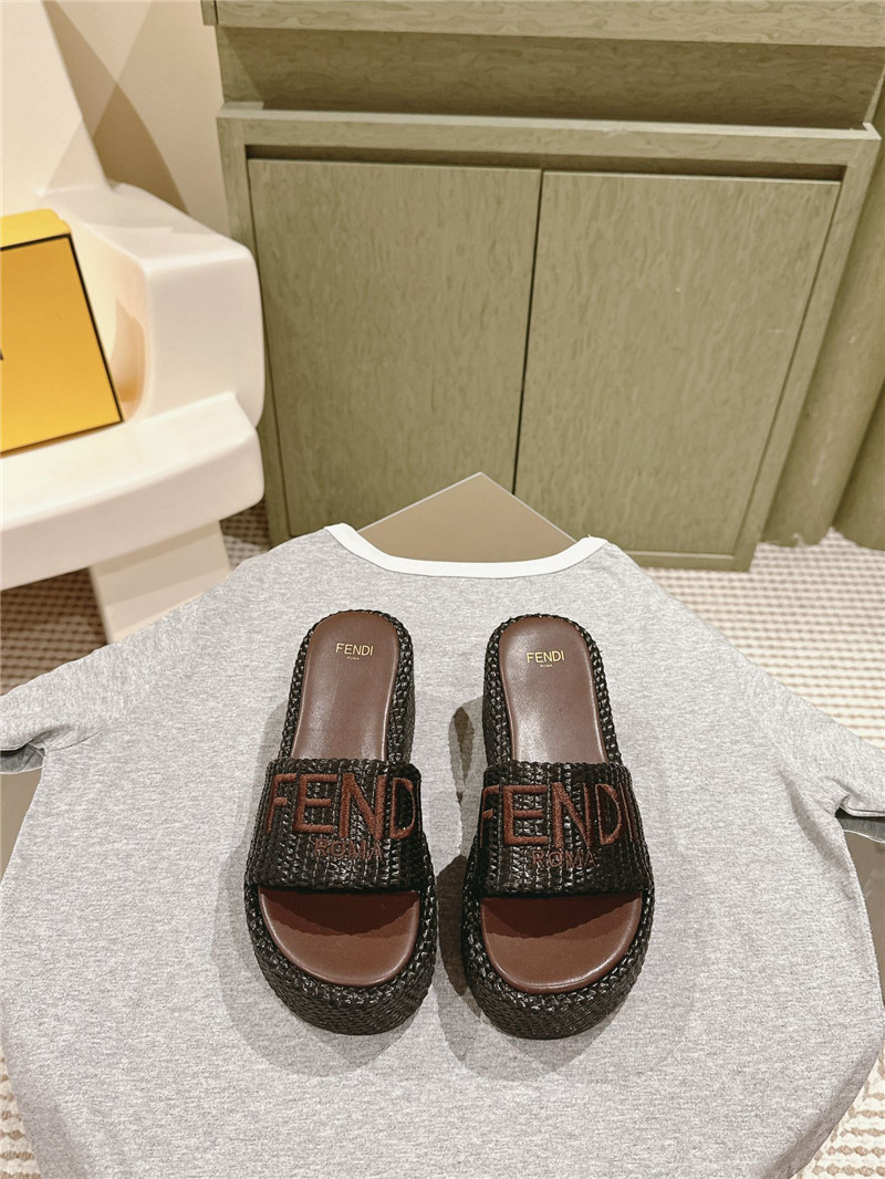 F**di sunshine platform slides women brown