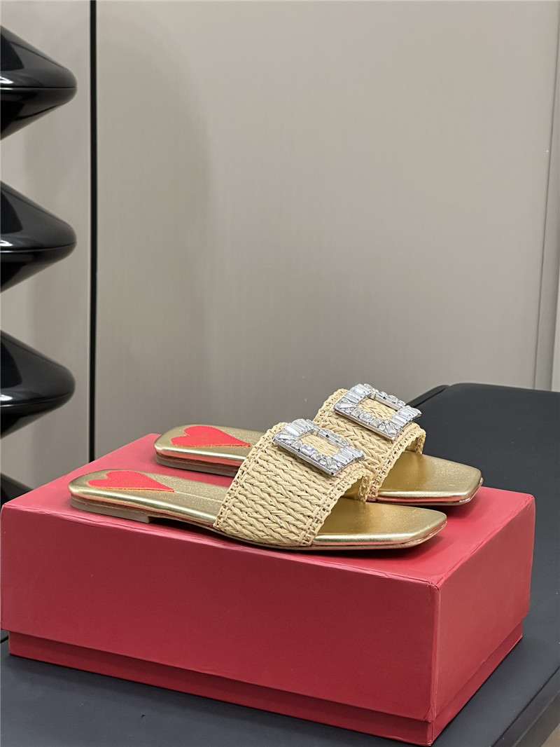 roger u1u1er buckle-detail raffia slides