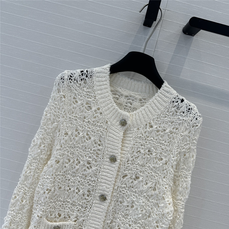 Ch**el woven crochet cardigan white