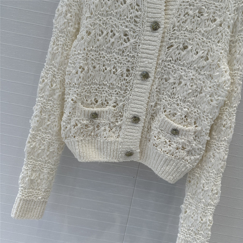 Ch**el woven crochet cardigan white
