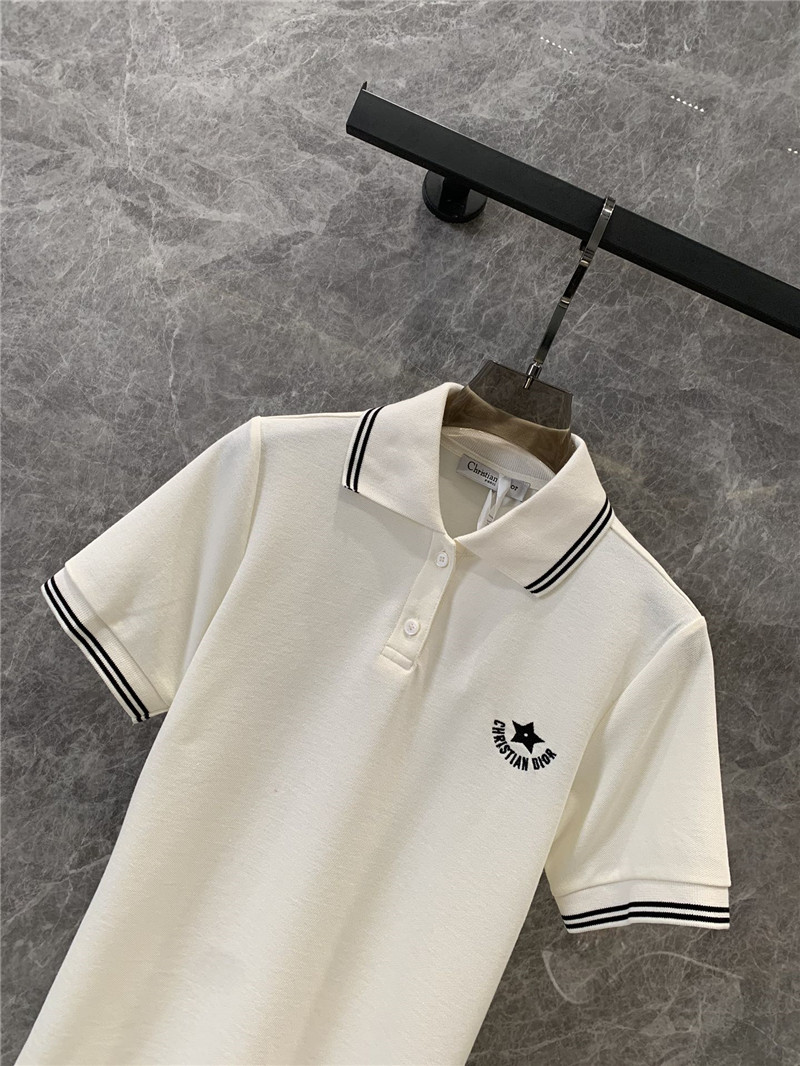 D10r ribbed contrast lapel short-sleeved polo top replica clothes