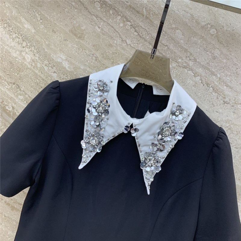 M1um1u lapel short-sleeved dress replica clothing sites