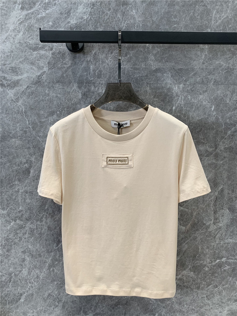 M1um1u micro logo short-sleeved t-shirt replica d&g clothing