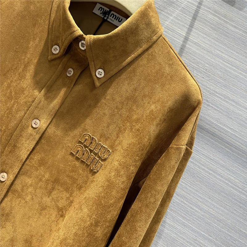 M1um1u retro golden brown suede shirt jacket replica clothes