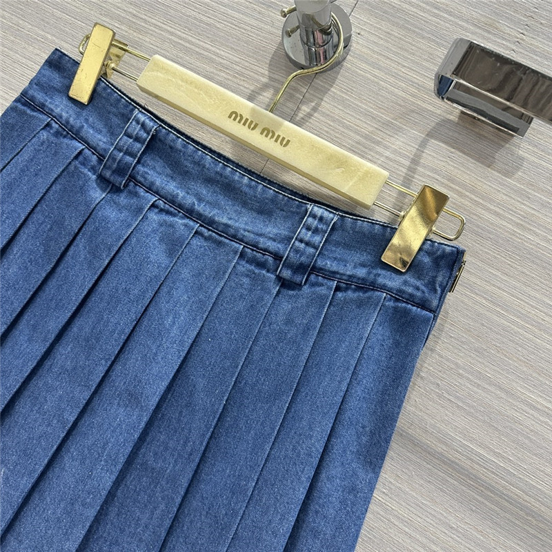 M1um1u denim low waist pleated short skirt replica d&g clothing