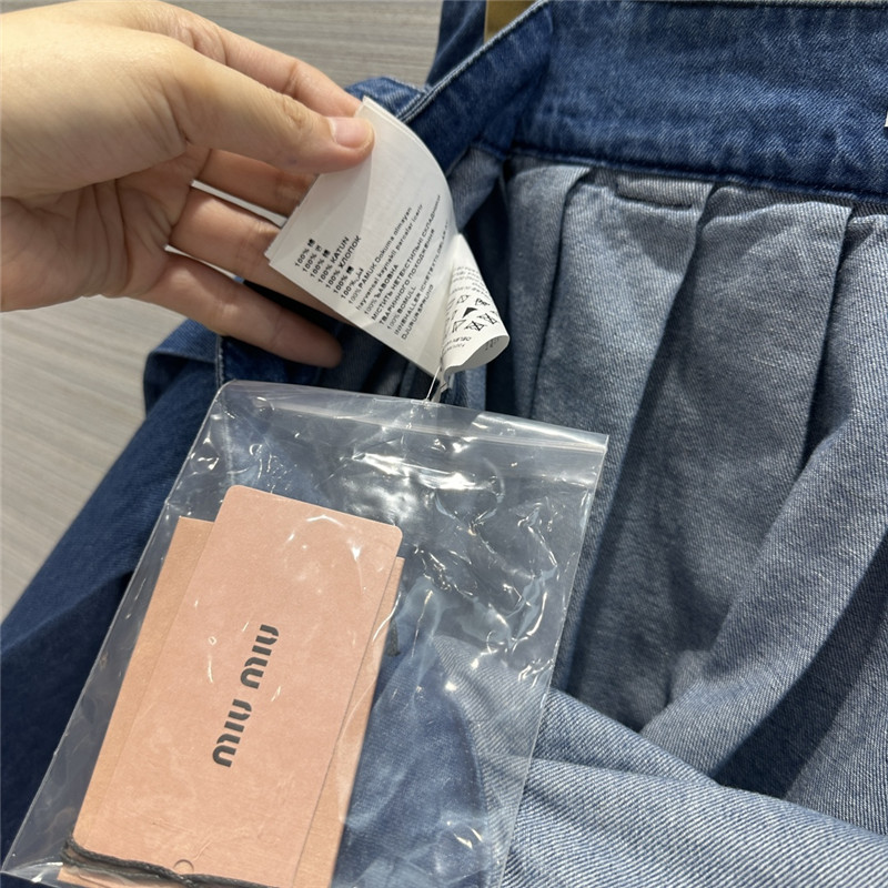 M1um1u denim low waist pleated short skirt replica d&g clothing