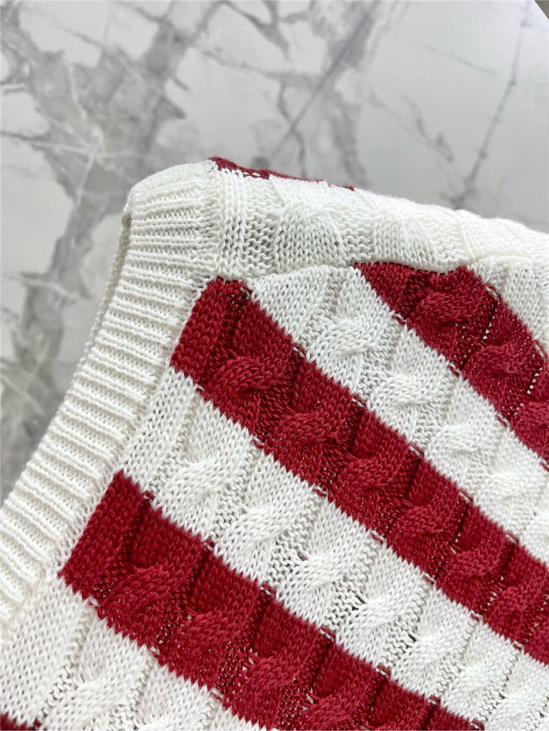 Moncler V-neck striped contrast knitted vest replica clothes