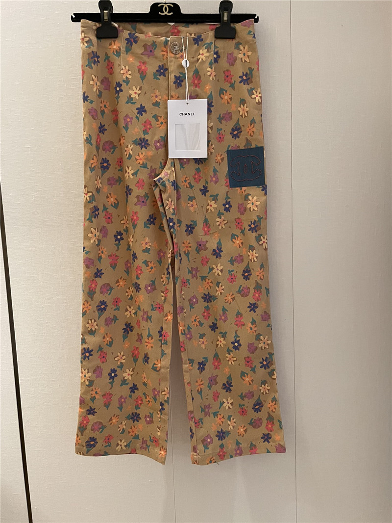 Ch**el floral straight pants replica clothing