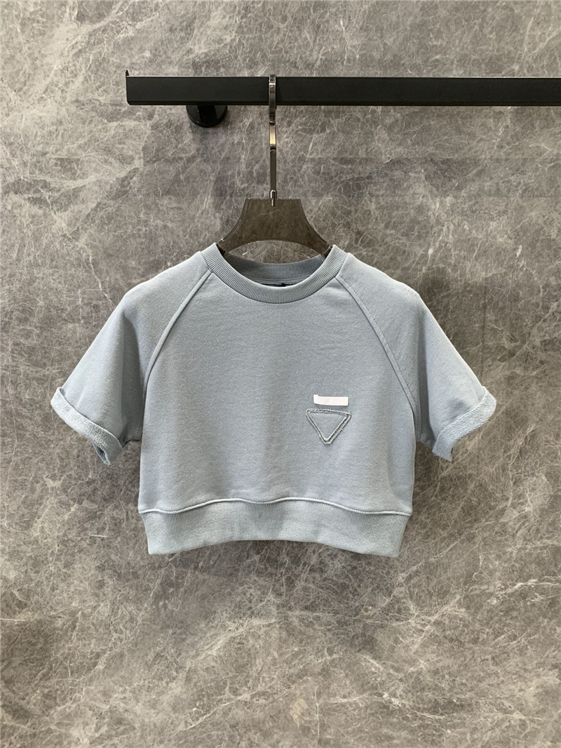Pra*a round neck short sleeve sweatshirt replica clothes