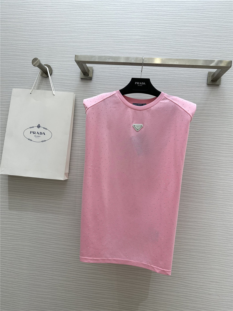 Pra*a starry rhinestone top replica clothes