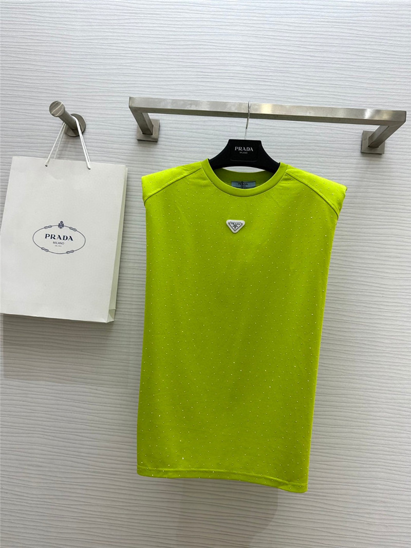 Pra*a starry rhinestone top replica clothes