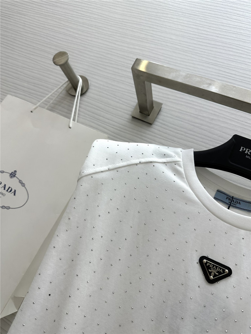 Pra*a starry rhinestone top replica clothes