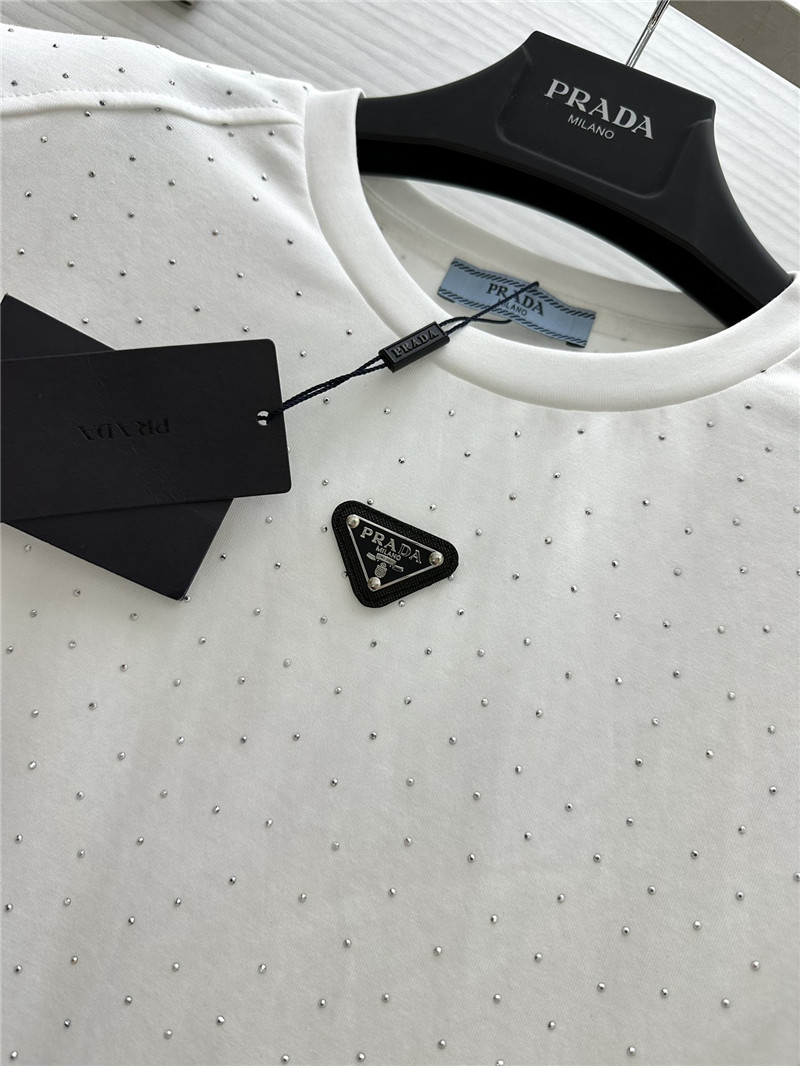 Pra*a starry rhinestone top replica clothes