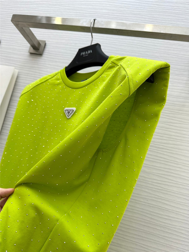 Pra*a starry rhinestone top replica clothes