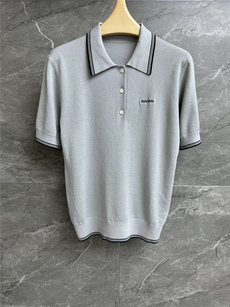 M1um1u contrast color polo sweater replicas clothes