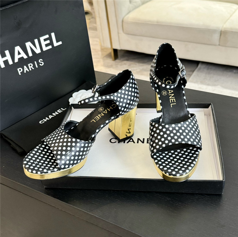 printed calfskin polka dot Ch**el platform sandals