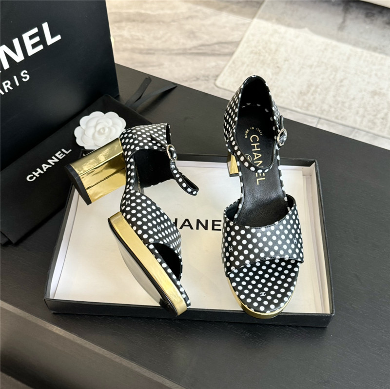 printed calfskin polka dot Ch**el platform sandals