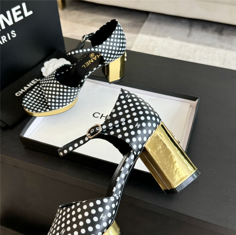 printed calfskin polka dot Ch**el platform sandals