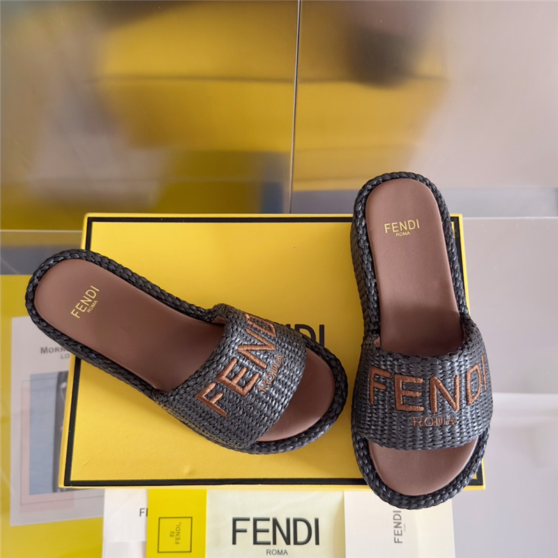 F**di sunshine black platform sandals