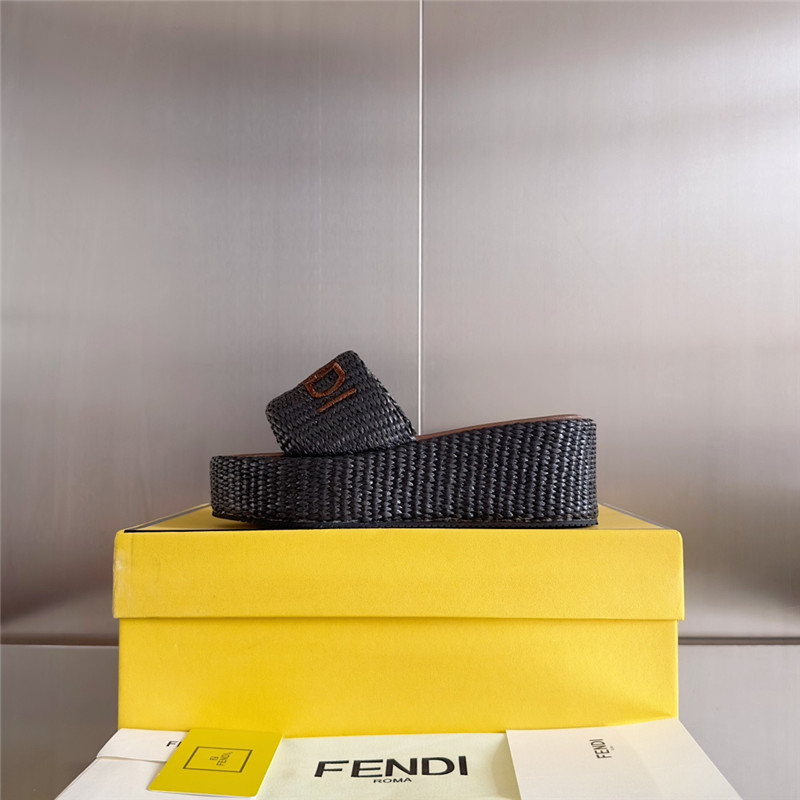 F**di sunshine black platform sandals