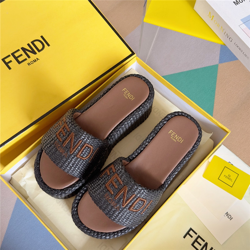 F**di sunshine black platform sandals