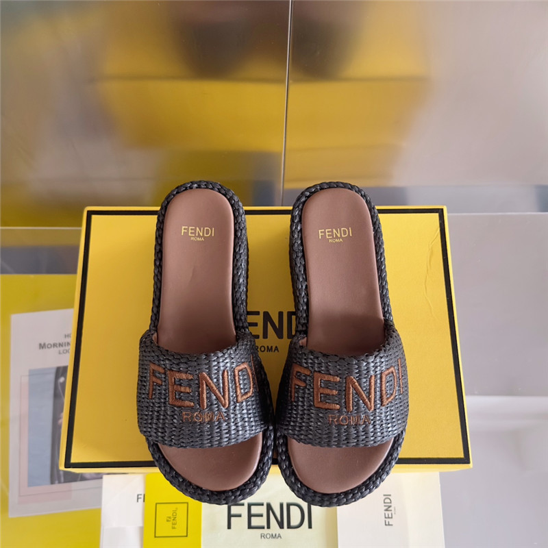 F**di sunshine black platform sandals