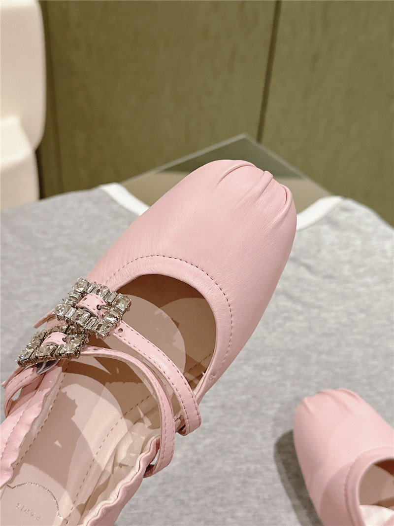 roger u1u1er mini strap leather ballerina flats in pink