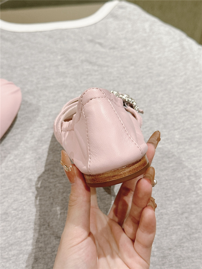 roger u1u1er mini strap leather ballerina flats in pink