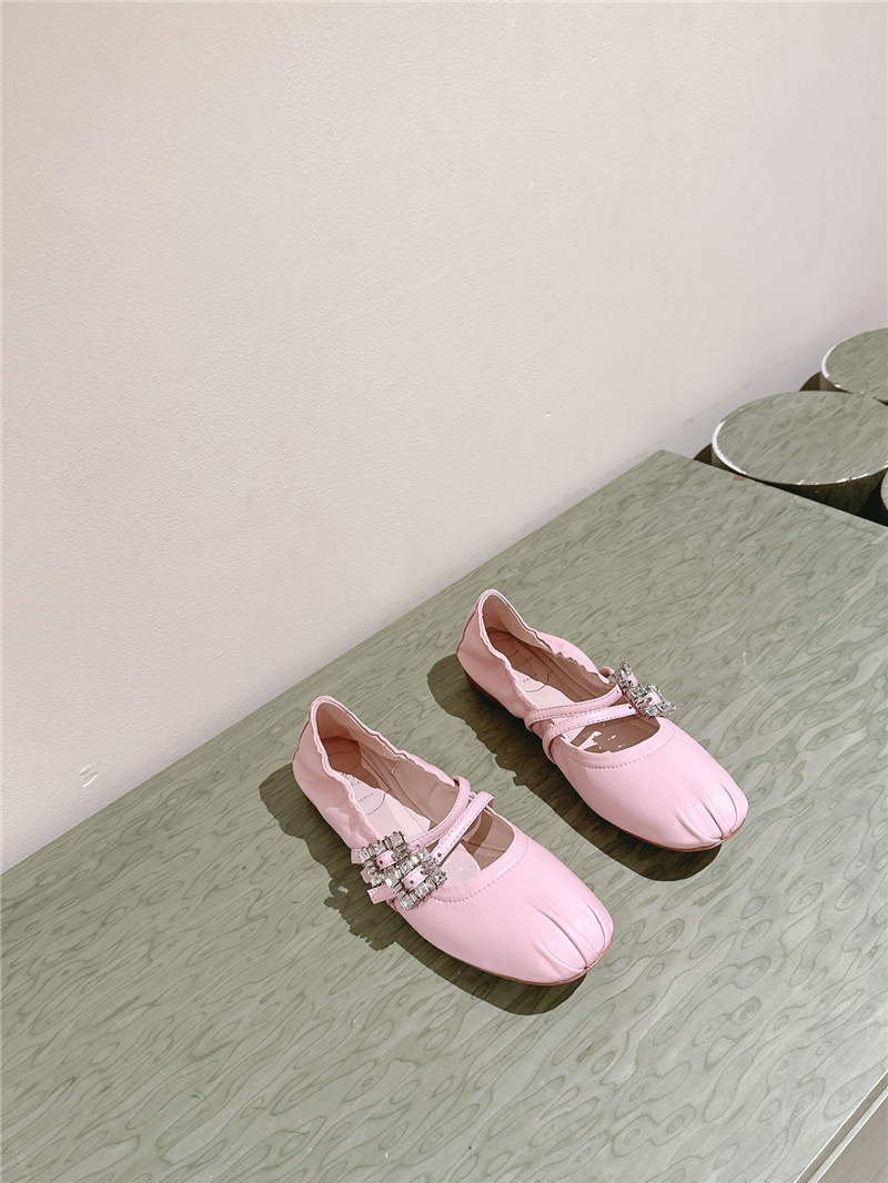 roger u1u1er mini strap leather ballerina flats in pink