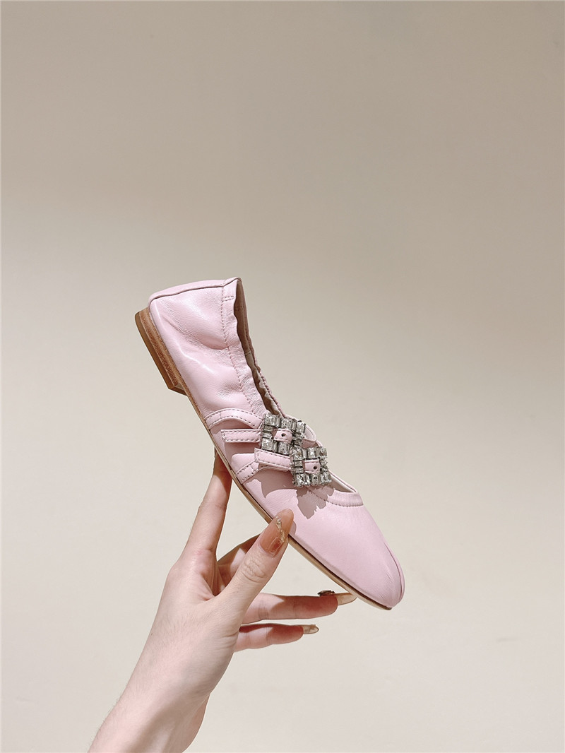 roger u1u1er mini strap leather ballerina flats in pink